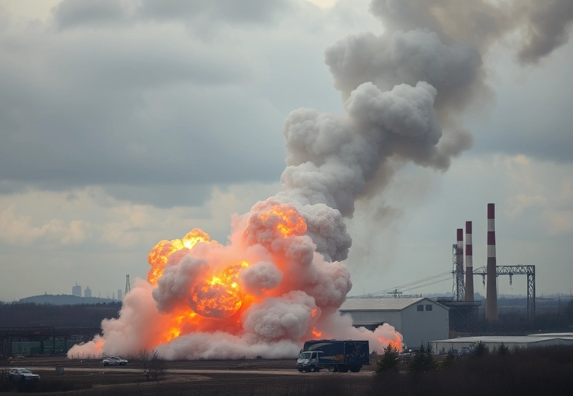 Representação visual de Explosão devastadora em fábrica militar no Tennessee: 18 desaparecidos e sem sobreviventes