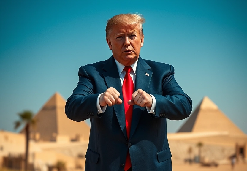 Representação visual de Trump Brilha sob os Holofotes no Egito com a Parte Mais Difícil por Vir